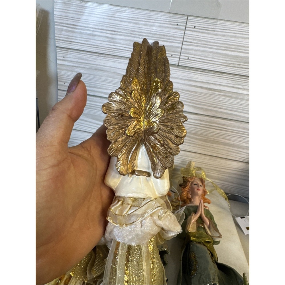 4 Christmas Tree Ornaments Praying 7inch Angels with ribbon and tassels - Picture 4 of 7